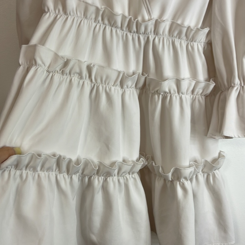 WHITE ASOS Ruffle dress - Picture 2 of 3
